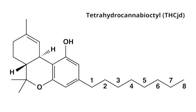molecule THCjd Tetrahydrocannabioctyl